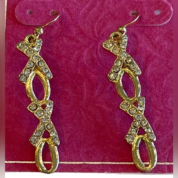 NWT Holiday Lane Valentine's Day Gold "XOXO" Dangling Earrings - Picture 3 of 5